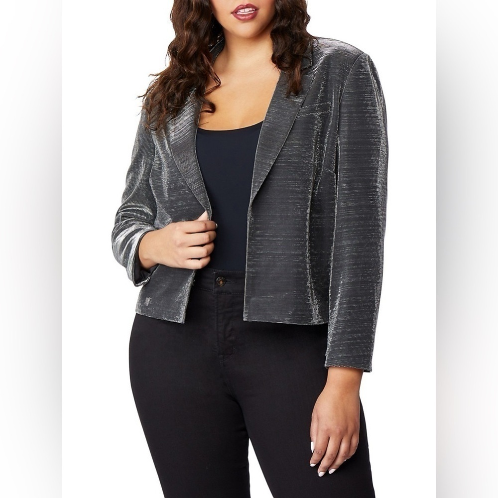Rebel Wilson Plus Rebel x Angels Cropped Shimmery Metallic Jacket Size 22W